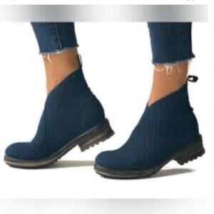 Rambla Women Black Ankle Boots Stretch Pull Moto Style Size 10